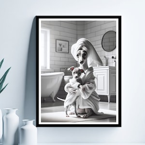 Italian Greyhound Bathroom Wall Art, Bathroom Kids Art, Italian Greyhound Gift, Animal Art, Funny Bathroom Wall Decor, Italian Greyhound Art