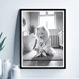 American Eskimo Printable Wall Art İn The Bathroom, Bathroom Kids Art, American Eskimo Gift, Funny Bathroom Wall Decor, American Eskimo Art