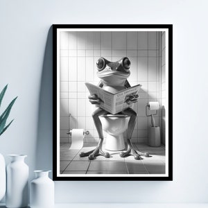 Frog Wall Art, Funny Bathroom Print, Toilet Poster, Frog in Toilet, Bathroom Art, Frog Printable, Whimsy Animal Art, Digital Download