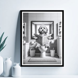 Cockapoo Wall Art, Funny Bathroom Print, Toilet Poster, Cockapoo in Toilet, Bathroom Art, Cockapoo Printable, Animal Art, Digital Download