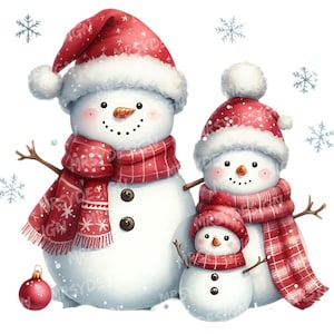 Christmas Snowman Bundle Clipart PNG, Festive Snowman Art, Holiday Sublimation, Digital Download, Commercial Use