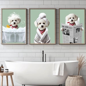 Custom Pet Portrait, Dog Bathroom Art, Dog In Toilet, Pet Wall Art,  Funny Dog Bathroom Print, Pet Customization, Personalized Dog Gift
