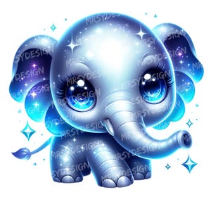 19 Elephant Clipart, Sparkling Colorful Elephant Clipart, Magic Baby Elephant , Elephant Printable, Commercial Use, Digital Download
