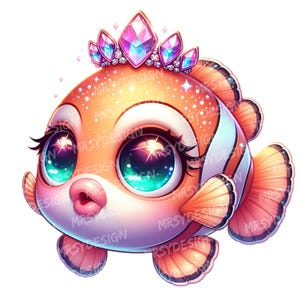 Clownfish Clipart, Sparkling Colorful Clownfish Clipart, Cute Clownfish Clipart Bundle, Clownfish Sublimation, Clownfish Printable, Digital
