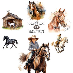 Horse Clipart, Watercolor Horse Clipart, Horse PNG, Card Making, Clipart Bundle, Animal Sublimation, Clipart, High Quality , Junk Journaling