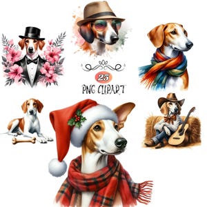 Ibizan Hound Clipart, Watercolor Dog Clipart, Ibizan Hound PNG, Card Making, Clipart Bundle, Sublimation, High Quality PNG, Junk Journaling