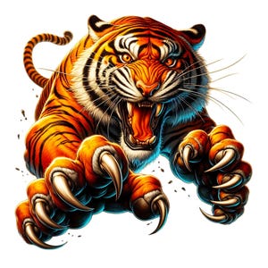 Tiger Clipart Bundle, Ferocious Tiger Clipart, Animal Clipart, Jungle Tiger Graphics, Commercial Use, Digital Download