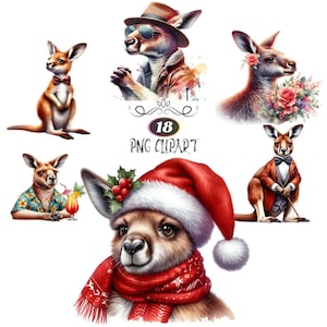 Aquarell Känguru Clipart, Clipart-Paket, Kartenherstellung, Känguru PNG, Tiersublimation, Känguru-Illustration, hohe Qualität PNG