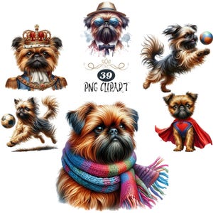 Clipart di Griffon di Bruxelles, Clipart di cane acquerello, PNG di Griffon di Bruxelles, creazione di biglietti, pacchetto di clipart, sublimazione di cani, PNG di alta qualità