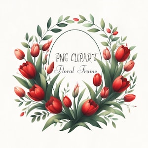 Aquarel tulp frame clipart, rode bloemen clipart, bruiloft programma ontwerp, romantische bloemenrand, bloemen elementen, bloemen frame png