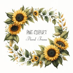 Vintage Sonnenblume Rahmen Clipart, Aquarell Sonnenblume Rahmen, klassische gelbe Sonnenblume Clipart, elegante Blumenrahmen, Blumen Clipart Png