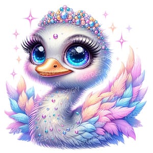 18 Ostrich Clipart, Sparkling Colorful Ostrich Clipart, Cute Ostrich Clipart Bundle, Magic Baby Ostrich Sublimation, Digital Download