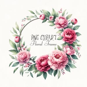 Moldura de peônia em forma de coração aquarela clipart, clipart de flores, clipart floral rosa, convite para chá de panela, design de flores românticas, PNG