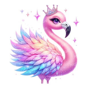 21 Flamingo Clipart, Sparkling Colorful Flamingo Clipart, Cute Flamingo Clipart Bundle, Magic Baby Flamingo Sublimation, Digital Download