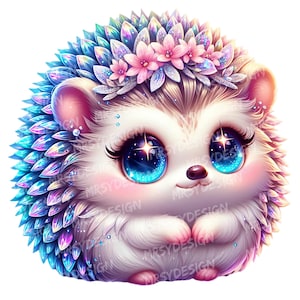 22 clipart de ouriço, clipart de ouriço colorido brilhante, pacote de clipart de ouriço fofo, sublimação de ouriço bebê mágico, download digital