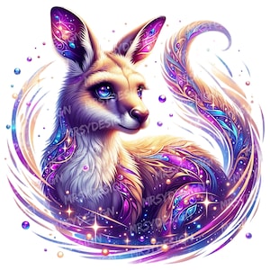 16 Känguru Clipart, funkelnde bunte Känguru Clipart, niedliche Känguru Clipart Bundle, magische Baby Känguru Sublimation, digitaler Download