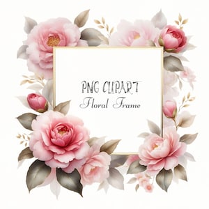 Aquarell Rosa Pfingstrose Rahmen Clipart, Elegantes Blumenhochzeitsdesign, Romantische Pfingstrose Grenze, Botanische Illustration, Braut Clipart