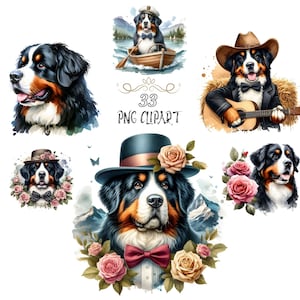 Berner Berg Clipart, Hund Clipart, Bundle-Set, Aquarell Hund ClipArt, Berner Berg PNG, Kartenherstellung, hohe Qualität PNG