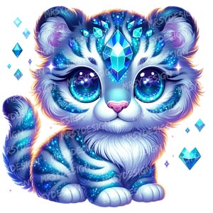 27 Tiger Clipart, Sparkling Colorful Tiger  Clipart, Cute Tiger  Clipart Bundle, Magic Baby Tiger Sublimation, Tiger Printable,Digital Down