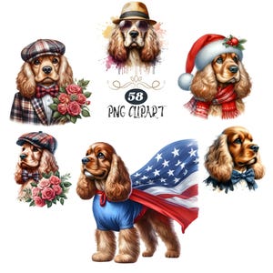 Cocker Spaniel Clipart, Watercolor Dog Clipart, Cocker Spaniel PNG, Card Making, American Dog Clipart, Dog sublimation, High Quality PNG