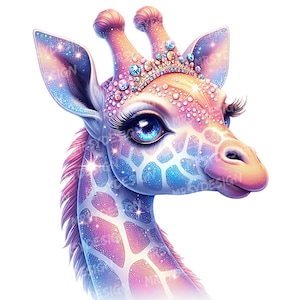 22 Giraffe Clipart, Sparkling Colorful Giraffe Clipart, Cute Giraffe Clipart Bundle, Magic Baby Giraffe Sublimation, Digital Download