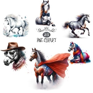 Horse Clipart, Watercolor Dog Clipart, Horse PNG, Card Making, Clipart Bundle, Animal Sublimation,Clipart, High Quality PNG, Junk Journaling