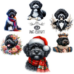 Portuguese Water Dog Clipart, Watercolor Dog Clipart, Portuguese Water Dog PNG, Card Making,Clipart Bundle, Quality PNG, Junk Journaling