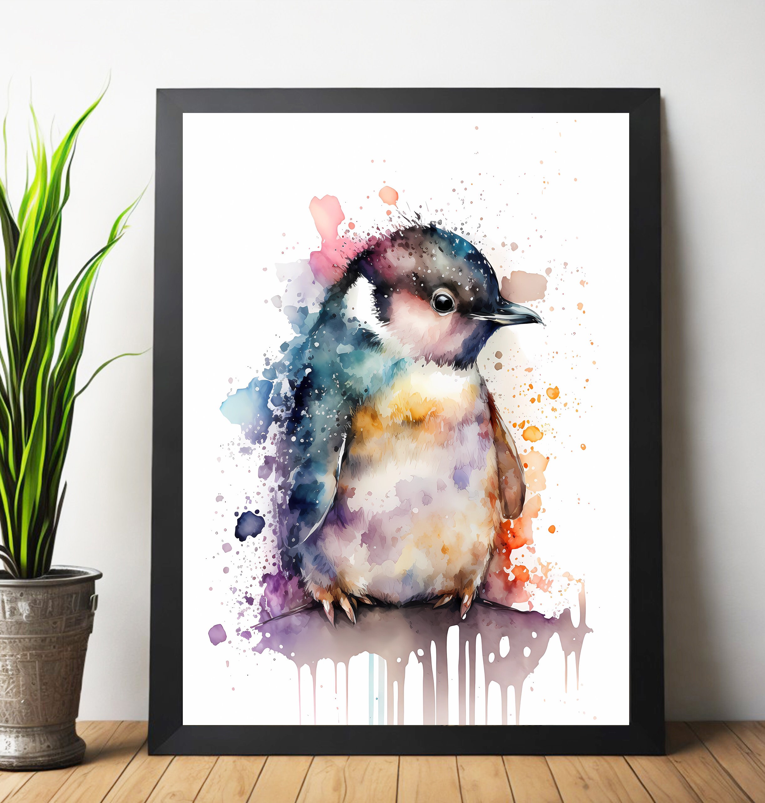 Watercolor Baby Penguin PRINTABLE ART Penguin Print Penguin - Etsy