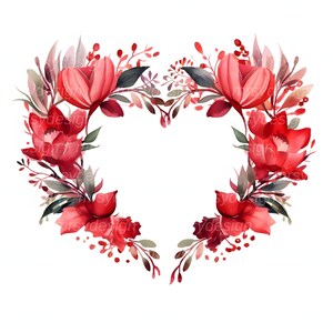 Floral Red Heart Frame Clipart, Flowers Clipart, High Quality PNG ...