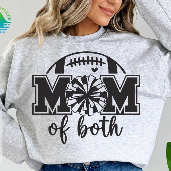 Football Cheer Mom Of Both Svg, Football Mom Svg, Football Mama Svg, Sports Mom Svg, Cheer Mom Svg, Football Mom Png, Football Shirt Svg