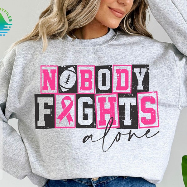 Nobody Fights Alone Svg, Breast Cancer Awareness Svg, Fight Cancer Svg, Tackle Cancer Svg, Pink Ribbon Svg, Football Cancer Svg, Cancer Svg