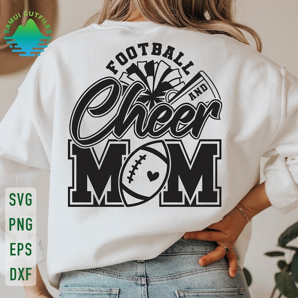 Football and Cheer Mom Svg, Football Mom Svg, Football Mama Svg, Cheer Mom Svg, Cheerleader Mom Svg, Football Season Svg, Football Mom Shirt