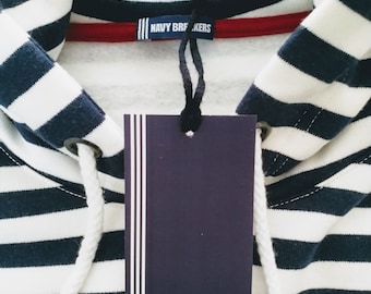 MARINE, Maritime striped men's hoodie, MATROSS collection, soft warm fleece cotton, navy white