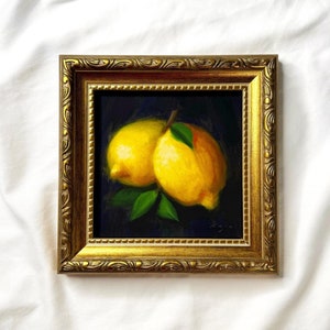 Lemon Oil Painting Print: Kitchen Food Wall Art, Framed Giclée