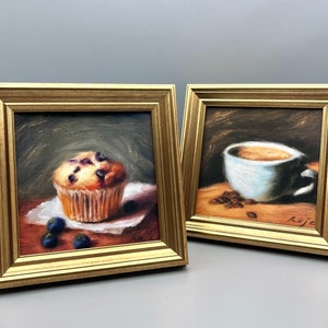 Coffee and Muffin Art Print Set: Kitchen Food Wall Decor