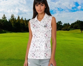 Polo de golf sin mangas para mujer: protección UV, secado rápido, absorbe la humedad, ligero y transpirable.