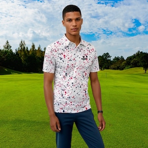 Polo de golf, polos de golf para hombre, camisa de golf para hombre, camisa con salpicaduras de pintura, camisetas deportivas, camisetas de golf divertidas, camisetas de despedida de soltero