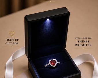 Sterling Silver Heart Ring, Red Stone, Love Gift