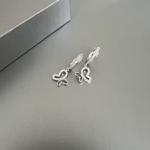 Butterfly Hoop Earrings-Sterling Silver Zircon Hoops-Dainty İnsect Earrings-Gift for Her