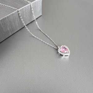 Sterling Silber Rosa Herz Halskette-Romantisches Schmuck Geschenk für Sie