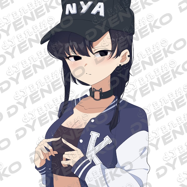 Shy Anime Girl in Streetwear Sticker