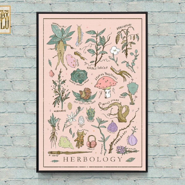 Herbology Plant Magic Gardening Gift For Gardener Plant Lovers Home Farmhouse Decor Wall Art Print Vintage Poster