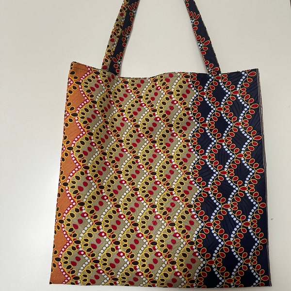 Tote bag, sac de courses, en wax, style africain, cabas, tissu