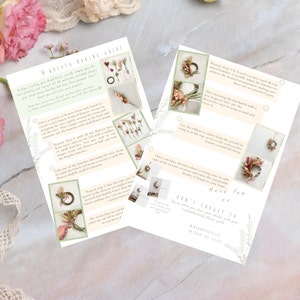 May include: A step-by-step guide on how to make a dried flower wreath. The guide includes instructions on how to select flowers, prepare the wreath base, and arrange the flowers. The guide also includes a photo of a finished wreath.