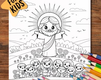 Jesus und Kinder Malseite, Christian Kids Craft (Digitaler Download)