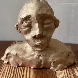 BRONZ CLAY SCULPTURE Bust art calming meditative