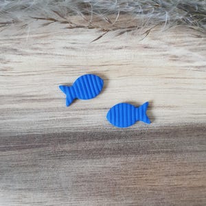 Blue fish stud earrings | handmade lightweight polymer clay earrings | stainless steel
