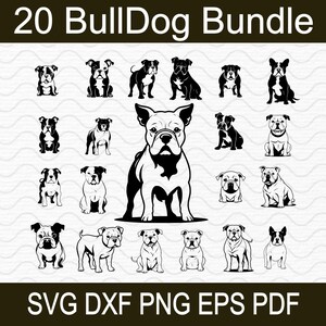 BullDog SVG Bundle – png, svg, dxf, eps, pdf Files for T-Shirt, Sticker, Vinyl Decal, Laser Cutting – Personal and Commercial Use