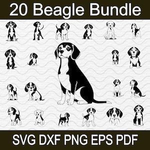 Beagle Dog SVG Bundle – png, svg, dxf, eps, pdf Files for T-Shirt, Sticker, Vinyl Decal, Laser Cutting – Personal and Commercial Use