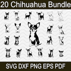Chihuahua Dog SVG Bundle – png, svg, dxf, eps, pdf Files for T-Shirt, Sticker, Vinyl Decal, Laser Cutting – Personal and Commercial Use